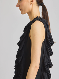Neo Organza Pleated Top in Black