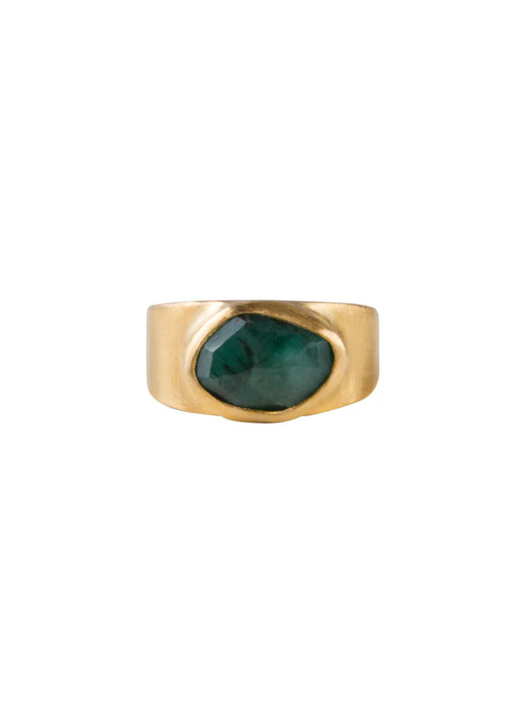 Free Form Emerald Ring in Gold