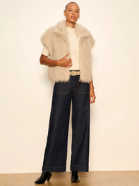 Silky Fur Vest in Almond Cream