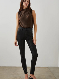 Kaleen Mock Neck Sleeveless Top in Dark Moss