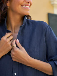 Eileen Button Down Lived in Linen in Navy