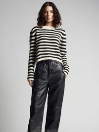 Ava Stripe Sweater in Ivory/Black