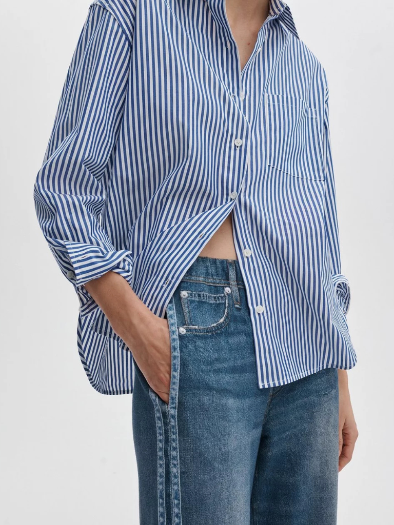 Miramar Terry Wide-Leg Track Pants in Carnation Stripe