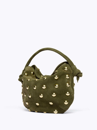 Elis Handbag in Olive Suede with Gold Studs