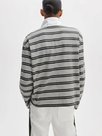 Kelly Boxy Striped Long-Sleeve Polo in Green Multi