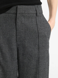 Italian Jaspe Pintuck High-Waist Wide-Leg Pant in Heather Grey