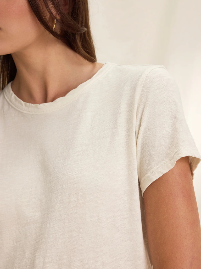 Marie Short Sleeve Crew Neck Tee in Oat