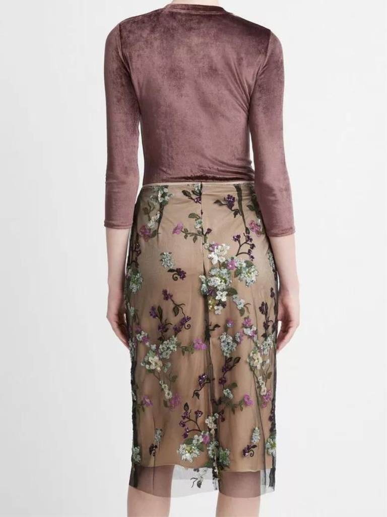 Begonia Sequin Skirt in Dewberry