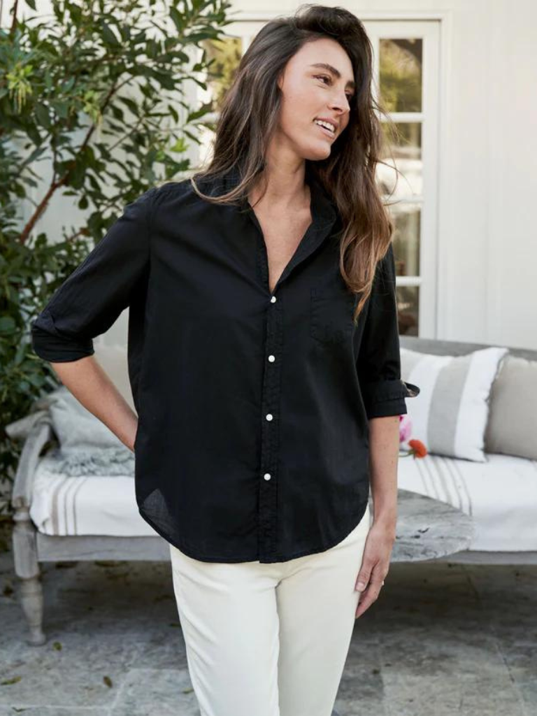 Eileen Featherweight Button-Up Shirt in Black