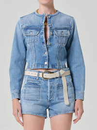 Devin Collarless Jacket in Cecil