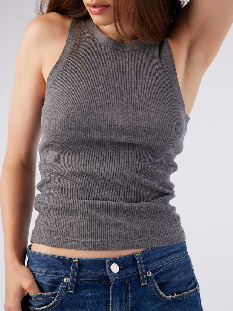 Swoon Ribbed Tank in Heather Grey