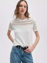 Britt Short-Sleeve Sweater in White