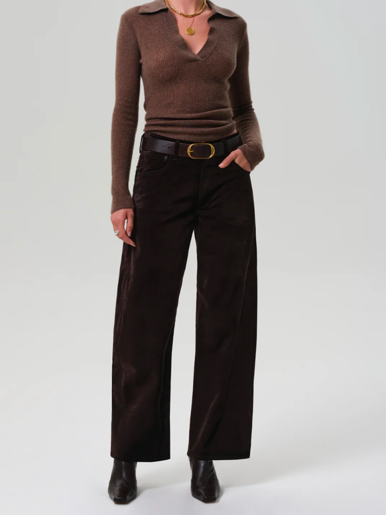 Ayla Baggy Velvet in Espresso