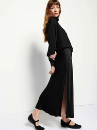 Maribel Bias Skirt w/Slit in Black