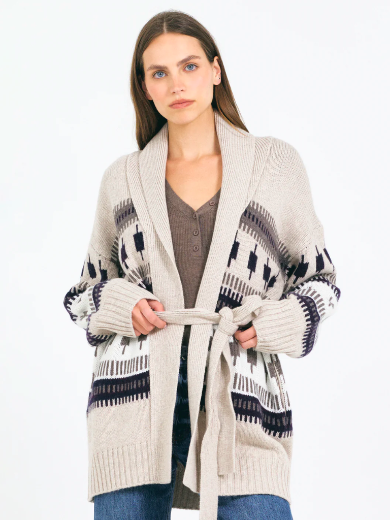 Lovisa Cashmere Cardigan in Biscuit Combo