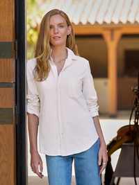 Waverly Button-Up Tee in Vintage White