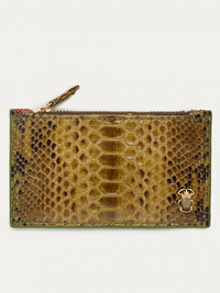 Helena Python Cardholder in Dark Khaki