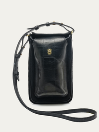 Misha Phone Bag in Check Embossed Leather