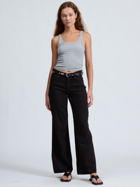 Essential Rib Wide String Tank In Heather Grey