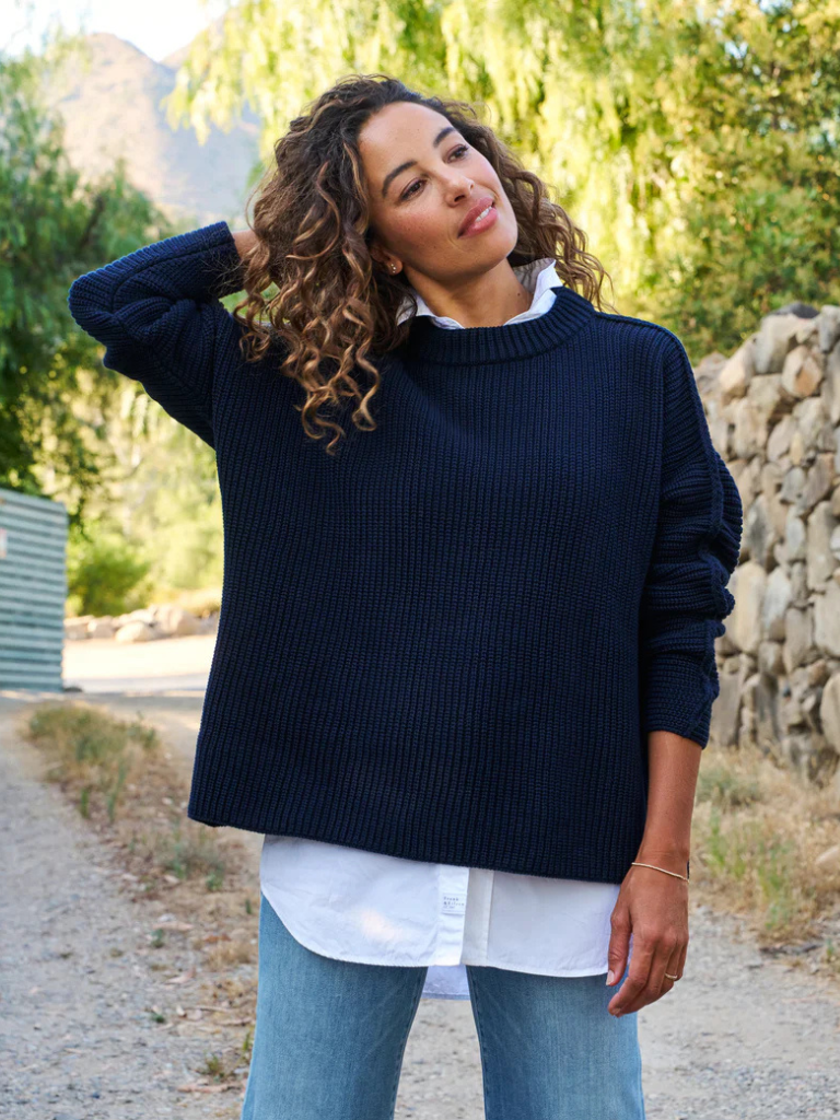 Montecito Classic Pullover Sweater in Marine