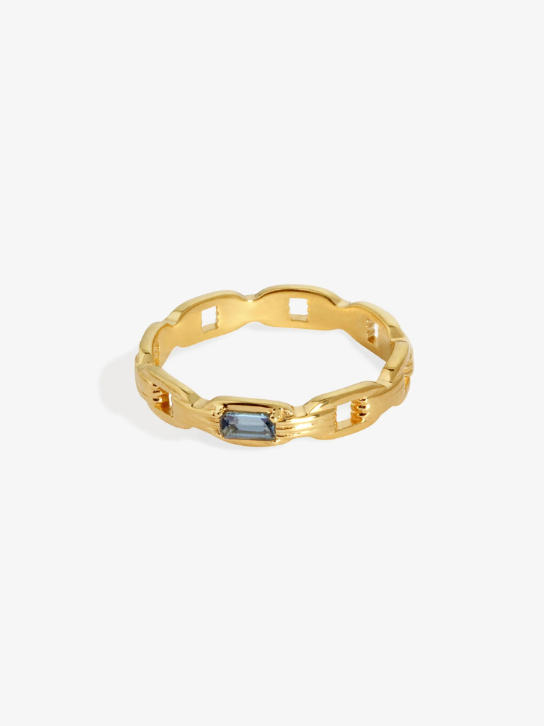 Ava Ring in Gold/Blue Topaz