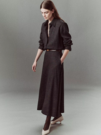 Italian Jaspe Full Skirt in Heather Grey