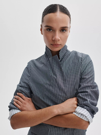 Jennie Striped Poplin Blazer in Salute Stripe