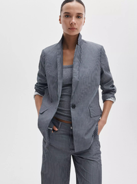 Jennie Striped Poplin Blazer in Salute Stripe