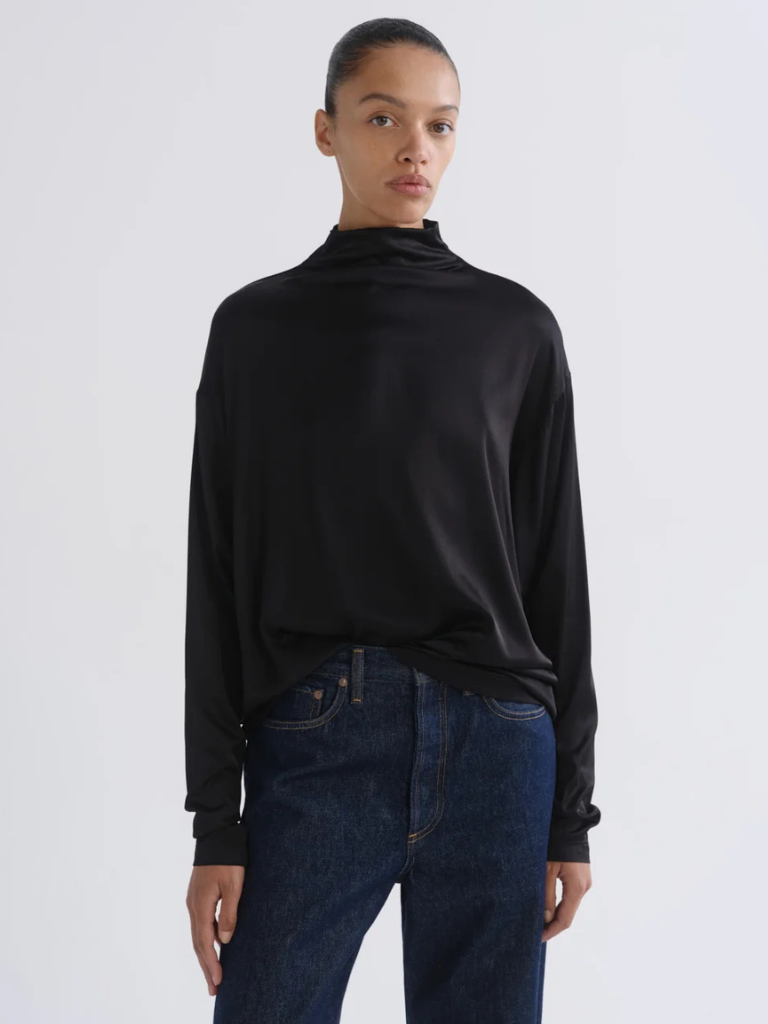Bryony Satin Top in Black