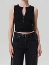 Caralyn Button Front Rib Tank in Black