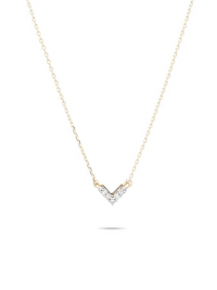 Super Tiny Pave V Necklace in 14k Yellow Gold
