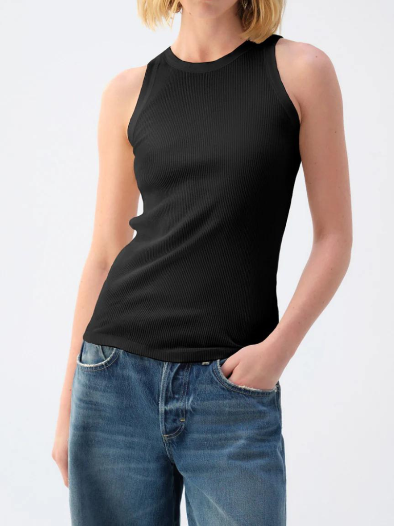 Swoon Ribbed Tank in Black