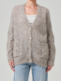 Padma Cable Cardigan in Oatmeal Grey