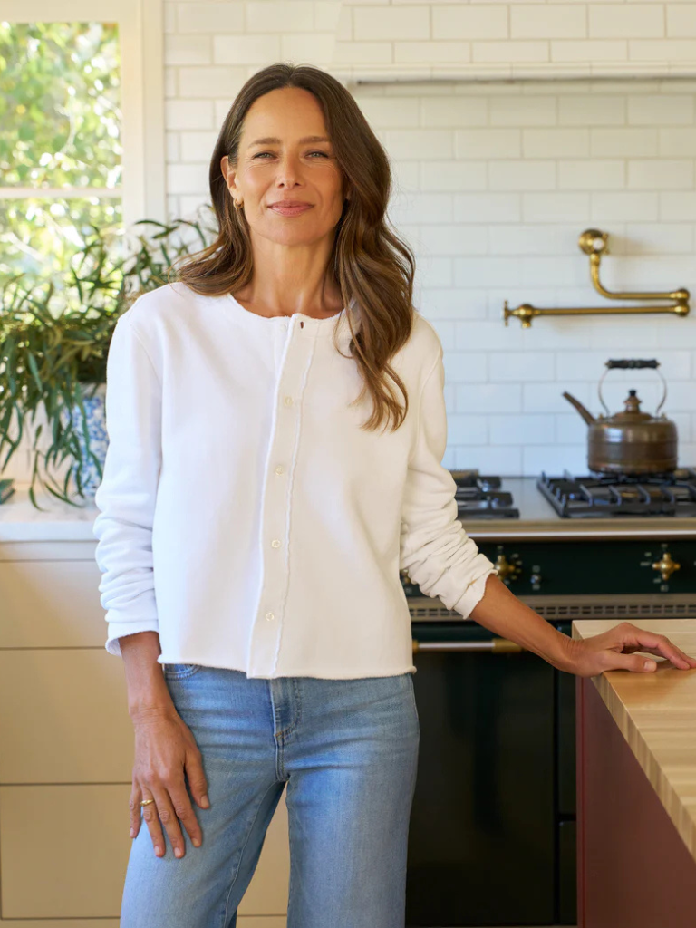 Jackie Sweatshirt Cardigan in White