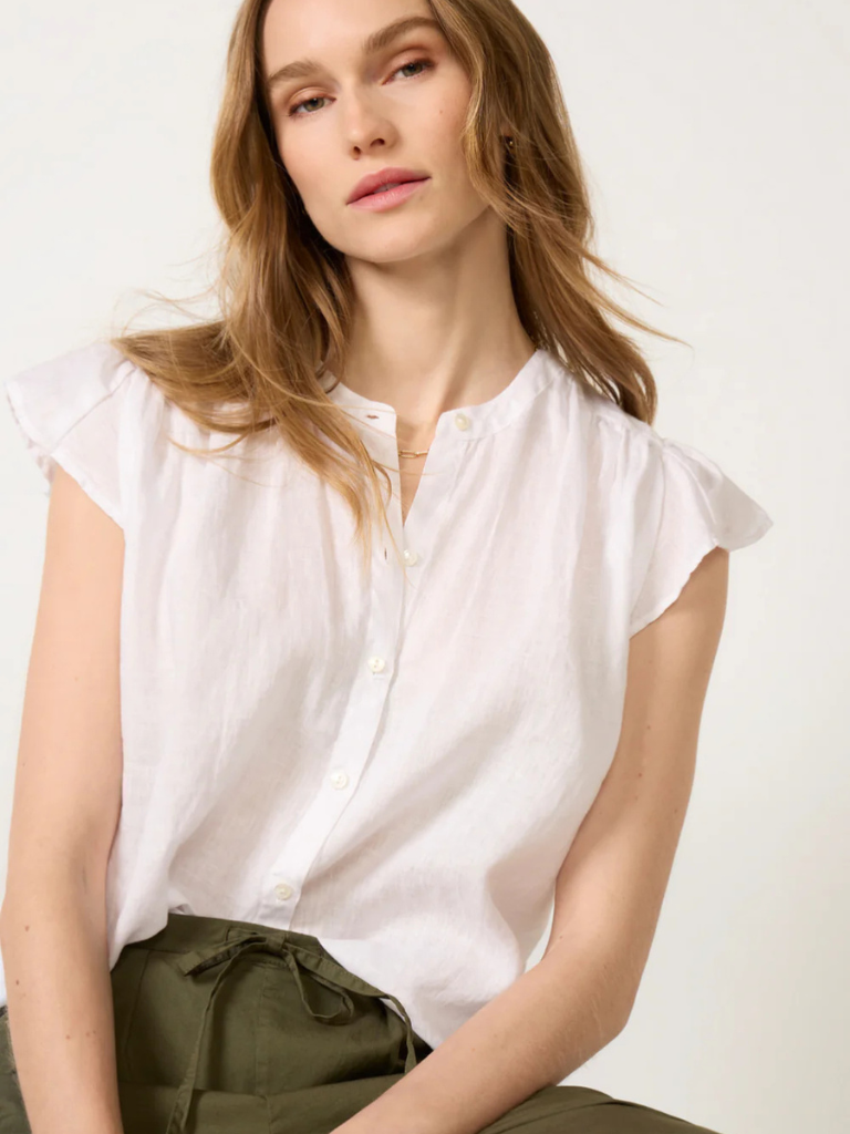 Janey Linen Top in White