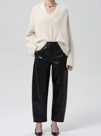 Recycled Leather Pull On Pant in Black