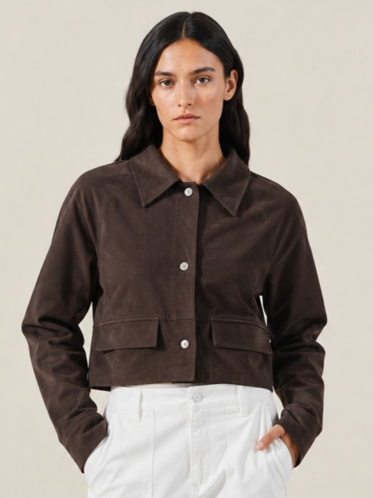 Camryn  Faux Suede Jacket in Mole