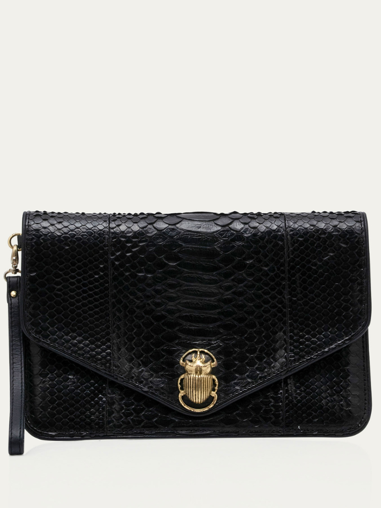 Alicia Python Clutch in Black