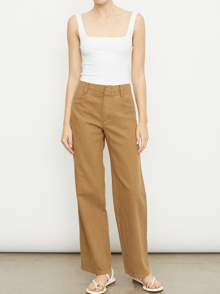 High Waist Washed Casual Pant in Tapenade