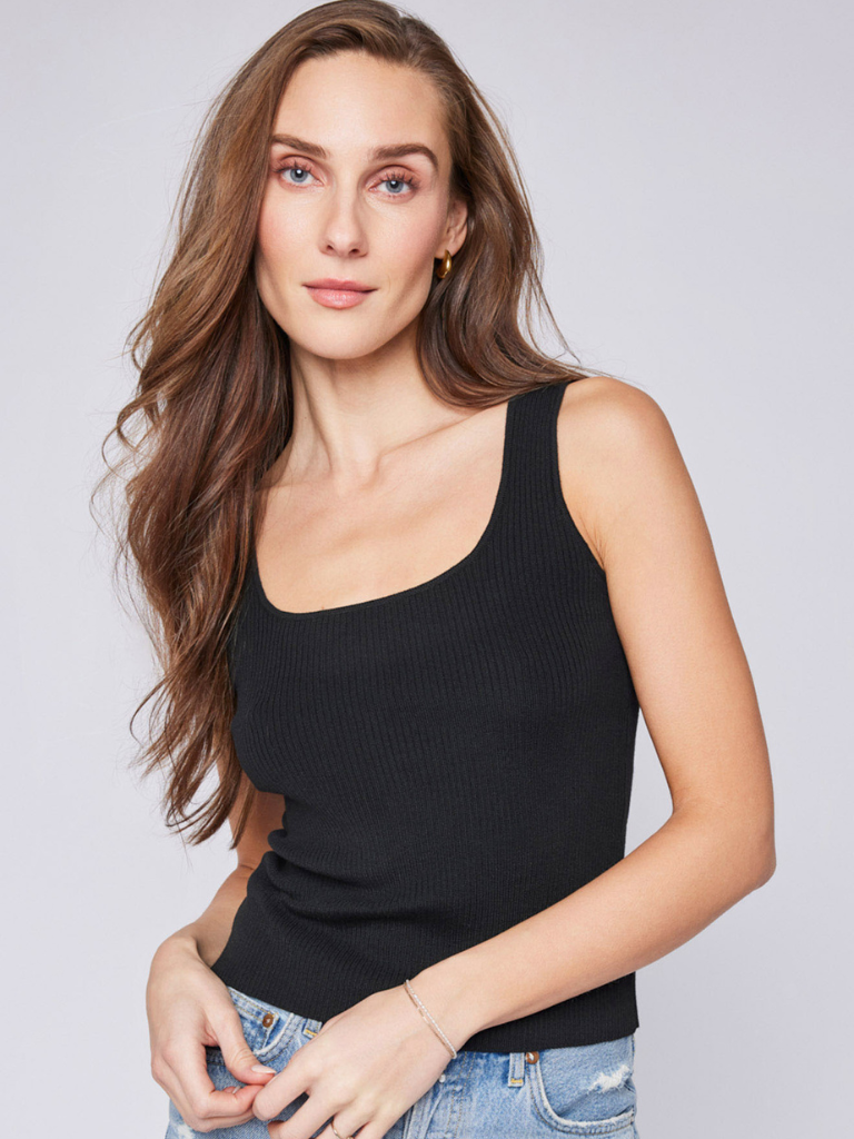 Dorothy Rib Tank Top in Black