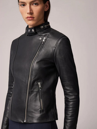 Gigi Leather Biker Jacket in Black