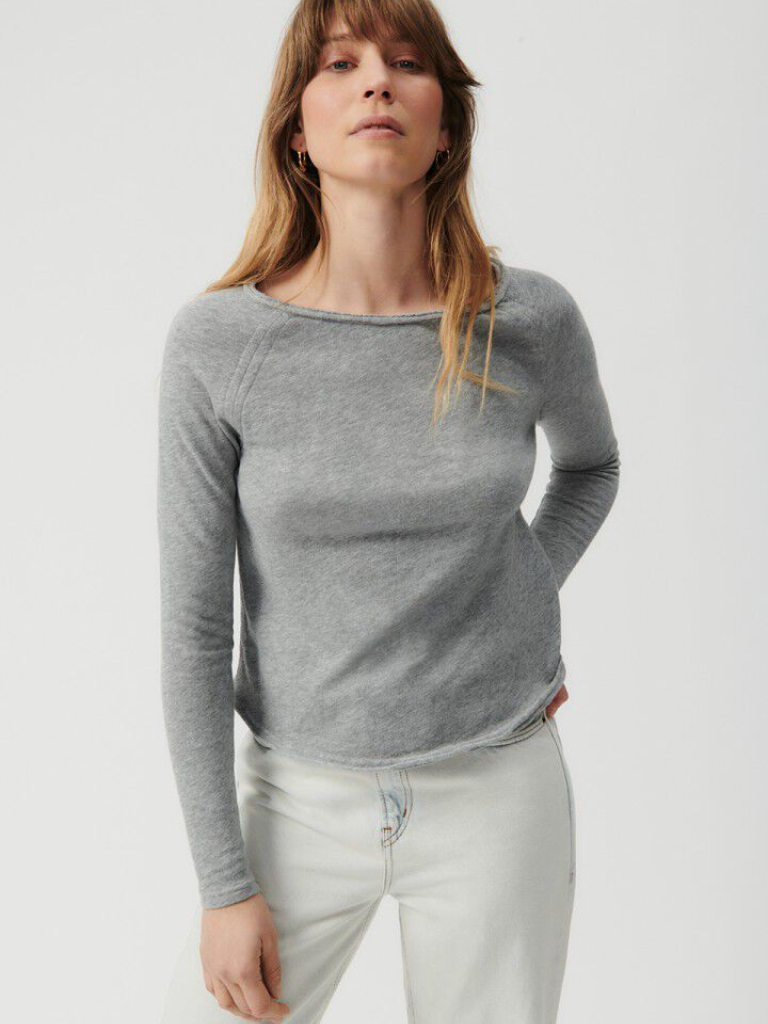 Sonoma Boatneck Long Sleeve T-Shirt in Heather Grey