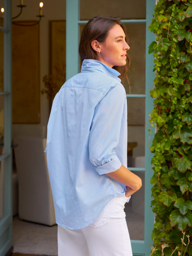 Eileen Relaxed Button-Up Poplin Shirt in French Blue (RGN2)