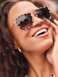 Vail Sunglasses in 18K Titanium + Harlequin