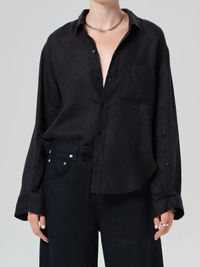 Shrunken Linen Kayla Shirt in Black