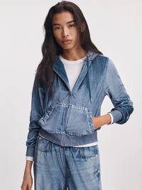 Miramar Stretch Velvet Hoodie in Sutton