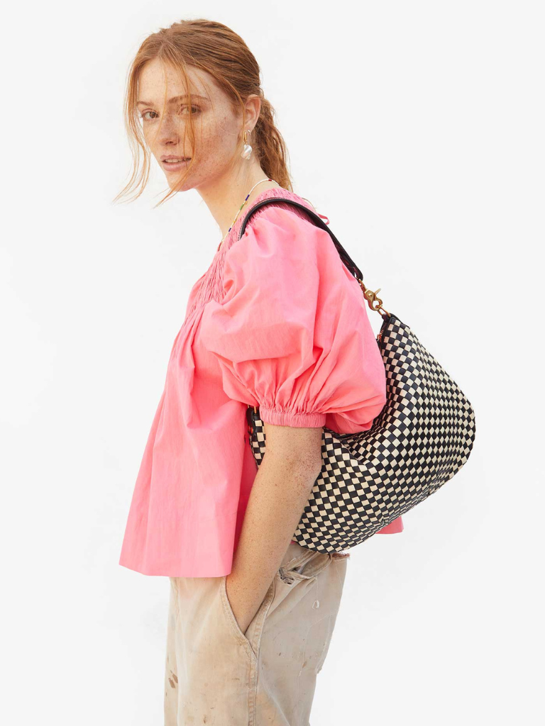 Moyen Messenger in Black & Cream Woven Checker