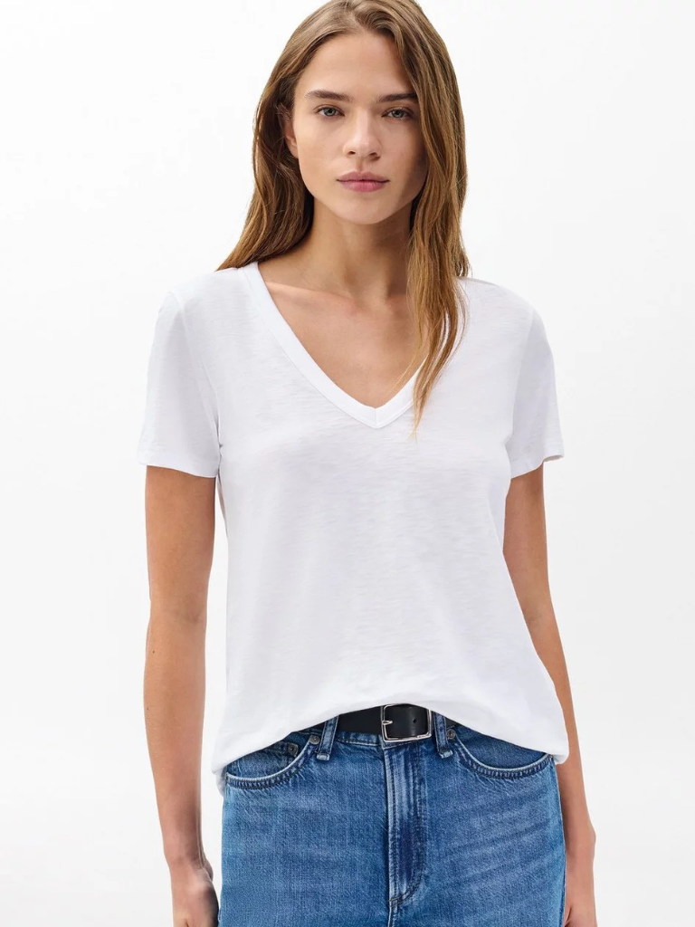 The Slub Vee in Bright White