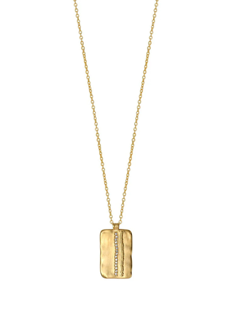Elvis Necklace in White Zircons/Gold