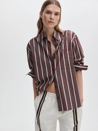 Connie Poplin Shirt in Rosewood Stripe
